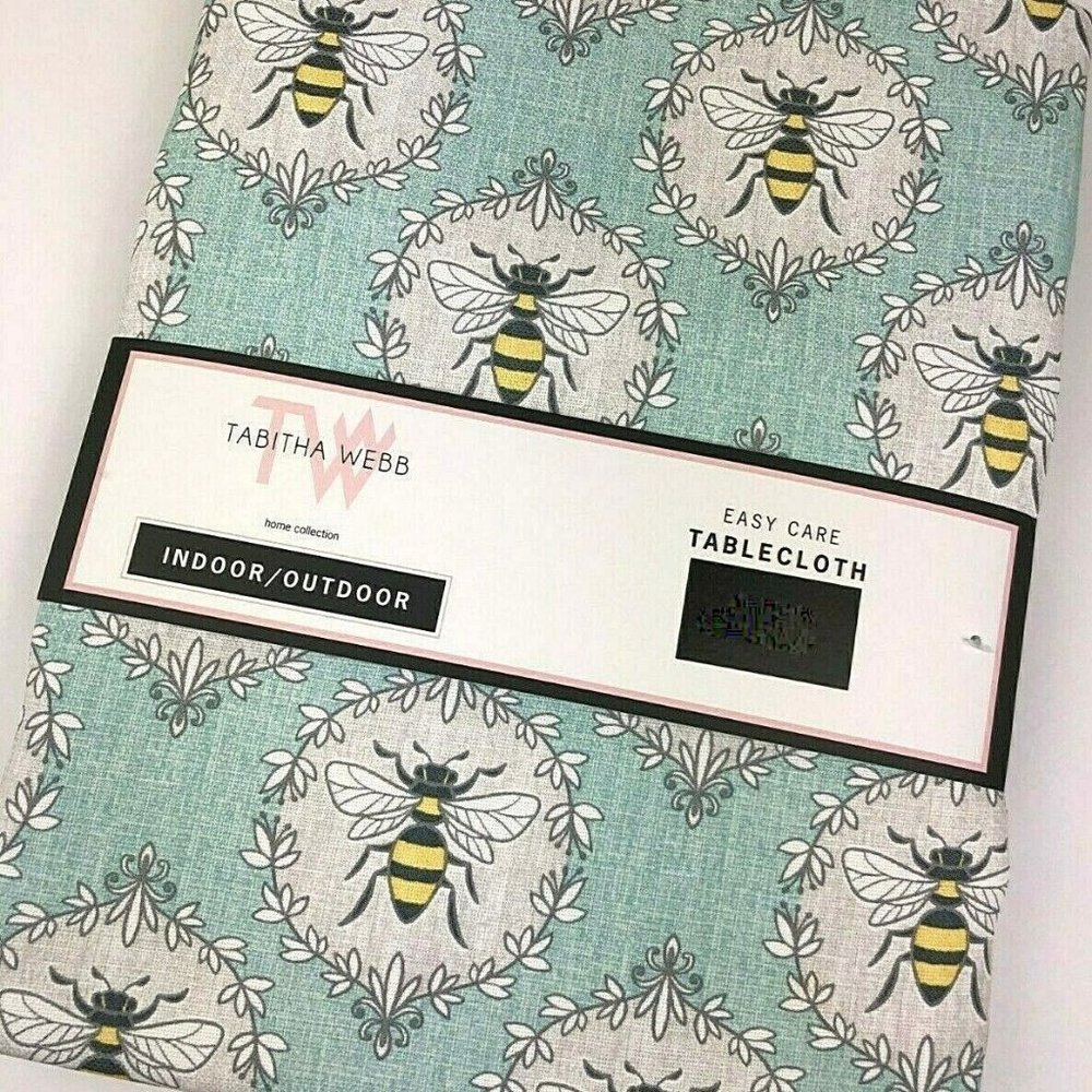 Tabitha Webb Shabby Chic BEES Indoor Outdoor Fabric Tablecloth 60" X 84"